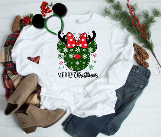 Merry Christmas Reindeer Minnie Shirt, Christmas Shirt, Disney Trip Shirt, Disney Christmas Party Shirt, Family Shirts, Matching Shirts