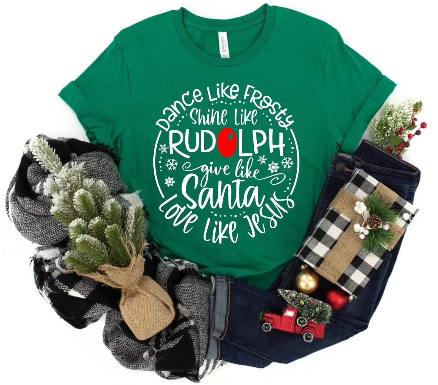 Dance Like Frosty Shine Like Rudolph Give Like Santa Love Like Jesus, Christmas Shirt, Holiday Shirt, Cute Christmas Shirt