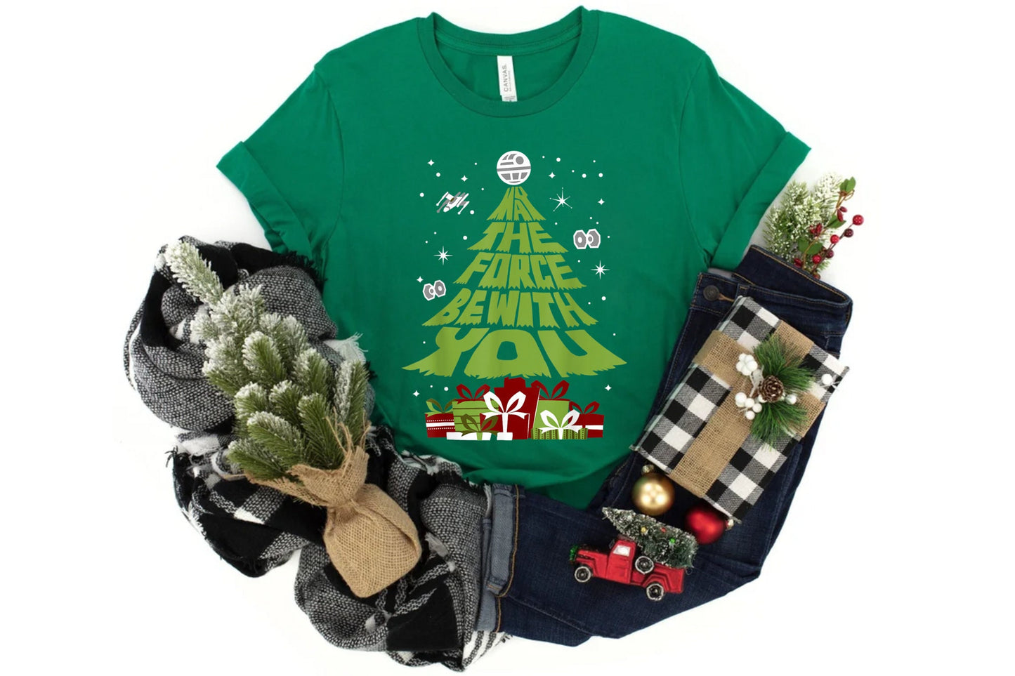 May the Force Be With You Christmas Tree Shirt, Disney Inspired Christmas Shirt, Star Wars Inspired Christmas Shirt, Holiday Shirt