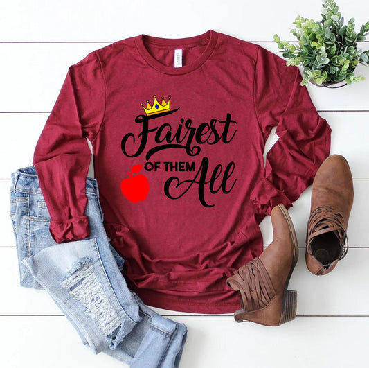 Fairest of Them All Long Sleeve Tee, Disney Trip Tee, Vacation Tee, Snow White Long Sleeve Tee, Women's Long Sleeve Tee, Seven Dwarfs Shirt