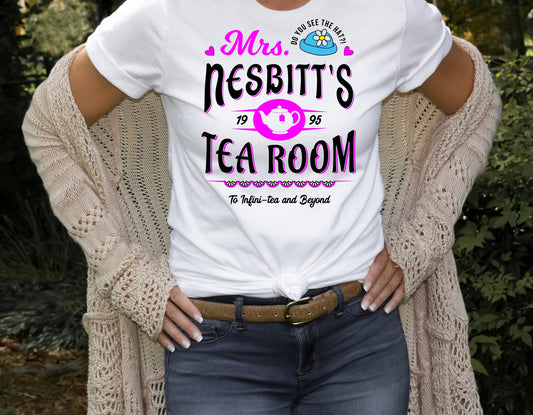 Mrs. Nesbitt's Tea Room Shirt, Vacation Shirts, Unisex Shirts, Buzz Toy Shirts, Story Land Shirts