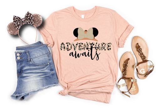 Adventure Awaits Disney Shirt, Disney Inspired Shirts, Minnie Ears Shirt, Animal Disney Kingdom Shirt, Disney Vacation Shirt,