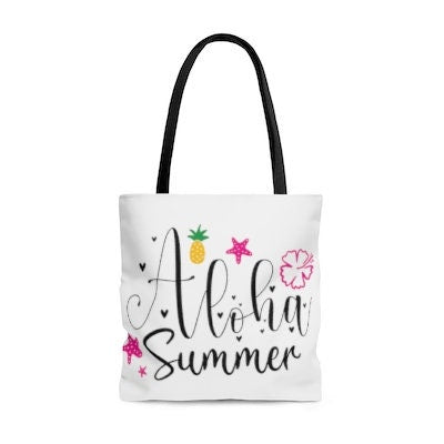 Aloha Tote Bag, Summer Tote Bag, Beach Tote Bag, Vacation Tote Bag, Travel Tote Bag, Beach Party Tote Bag, Women's Tote Bag