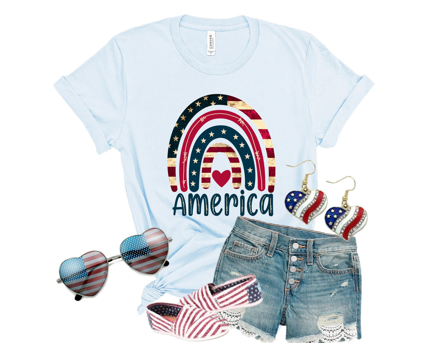 4th of July Rainbow America Shirt, Freedom Shirt, Fourth of July Shirt, Patriotic Shirt, Independence Day Shirts, Patriotic Family Shirts