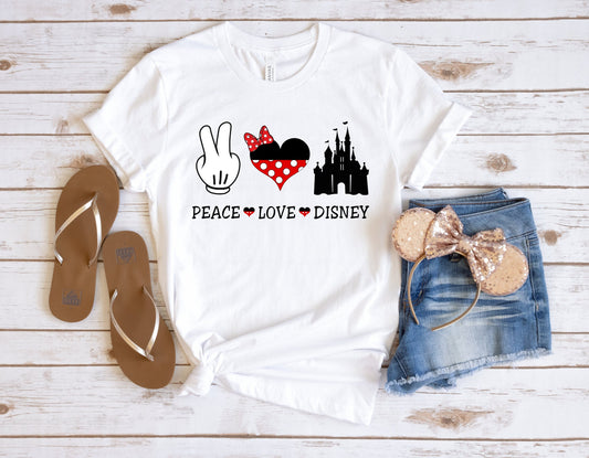 Peace Love Disney, Disney Castle Shirt, Disney Lover Shirt, Peace Love Shirt, Disney Trip Shirt, Vacation Shirt, Theme Park Shirt