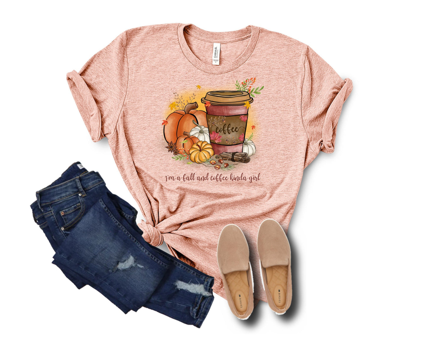 I'm A Fall and Coffee Kinda Girl Shirt, Cute Fall and Coffee T-Shirt, Pumpkin Shirt, Autumn Shirt, Hello Fall, Thanksgiving, Fall Lover