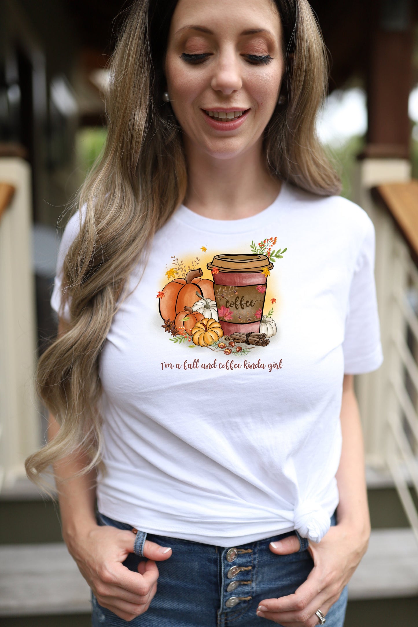 I'm A Fall and Coffee Kinda Girl Shirt, Cute Fall and Coffee T-Shirt, Pumpkin Shirt, Autumn Shirt, Hello Fall, Thanksgiving, Fall Lover