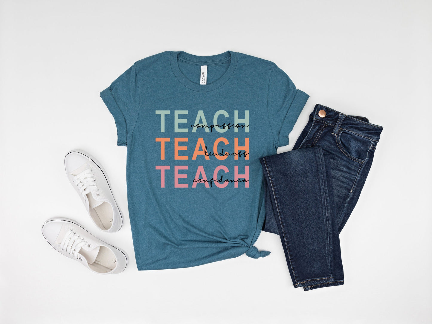 Teach Compassion Kindness Confidence Shirt, Teacher Shirt, Back to School Shirt, Teach Love Inspire Shirt, Inspirational Teacher Shirt