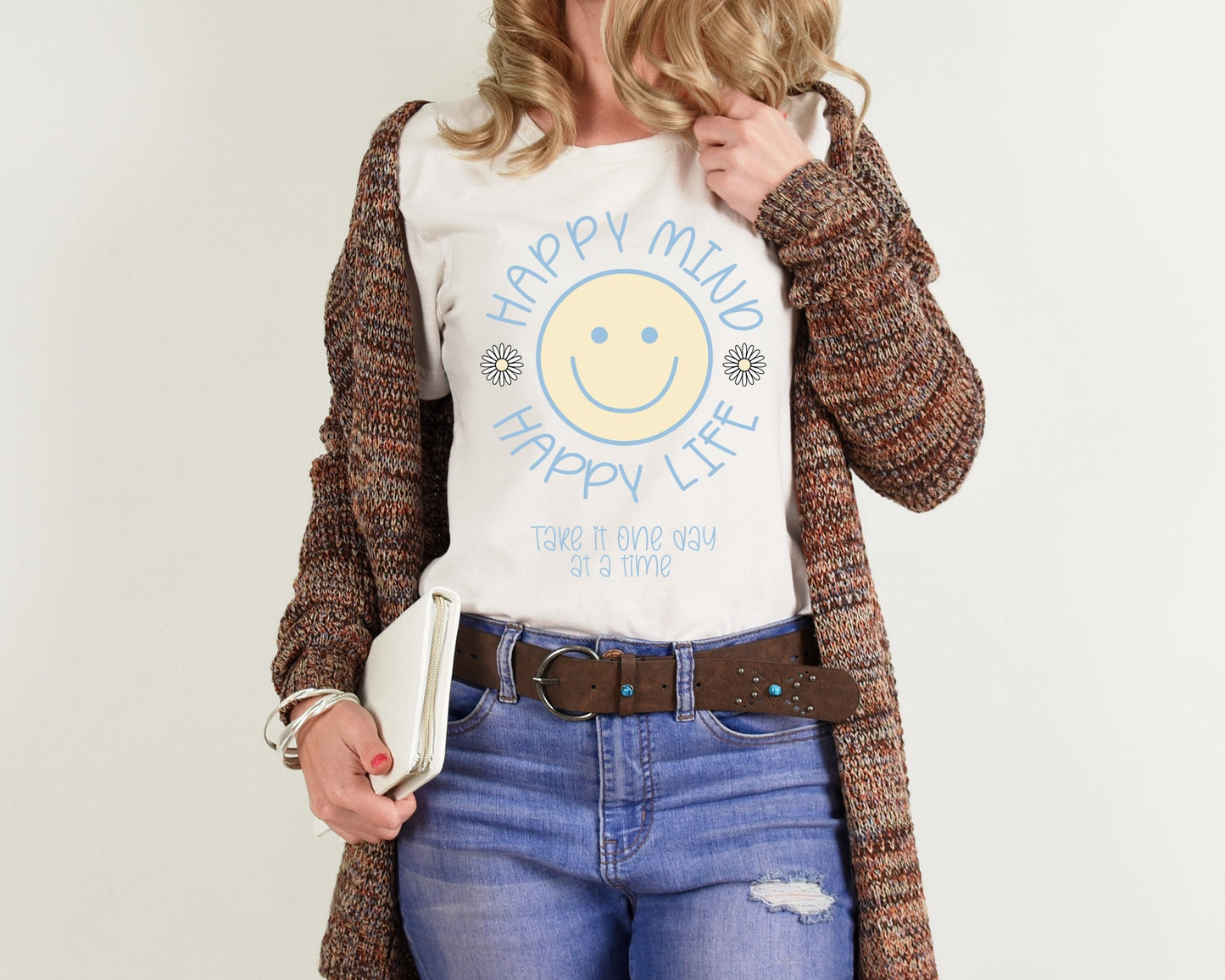 Happy Mind Happy Life Shirt,  Aesthetic Shirt, Positive Mind Shirt, Smiley Face Shirt, Trendy Shirt, VSCO Shirt