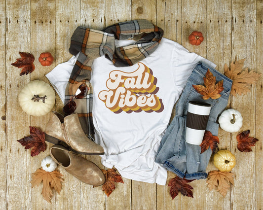 Fall Vibes Shirt, Cute Fall Shirt, Autumn Shirt, Fall Vibes Retro Shirt, Pumpkin Shirt, Thanksgiving Shirt, Women's Fall Shirts